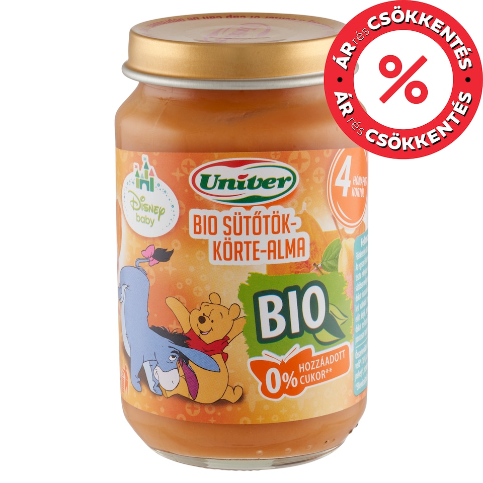 Univer Disney Baby bio sütőtök-körte-alma bébidesszert 4 hónapos kortól 163 g