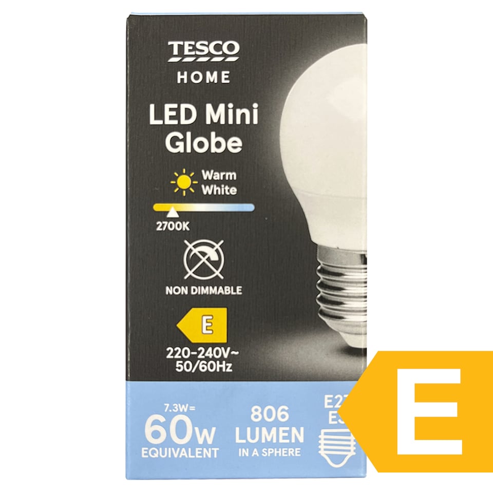 Tesco Home E27 806 lm 60W 2700K LED mini gömb  1. kép
