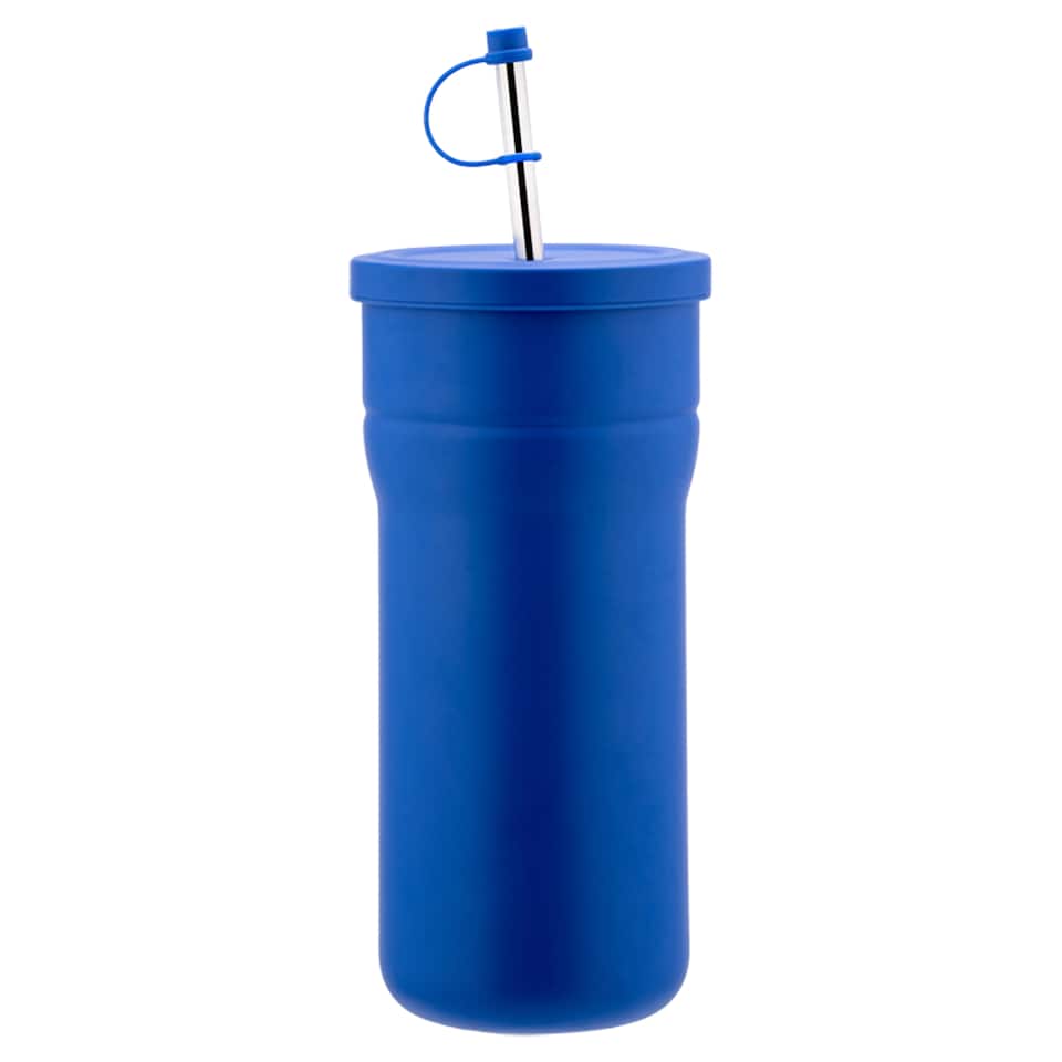 Tesco Navy Stainless Steel Straw Tumbler 850ML