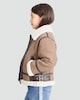 image 1 of F&F Girls Faux Shearling Aviator Jacket in Brown