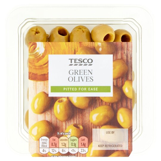 Tesco Pitted Green Olives 95G Tesco Groceries