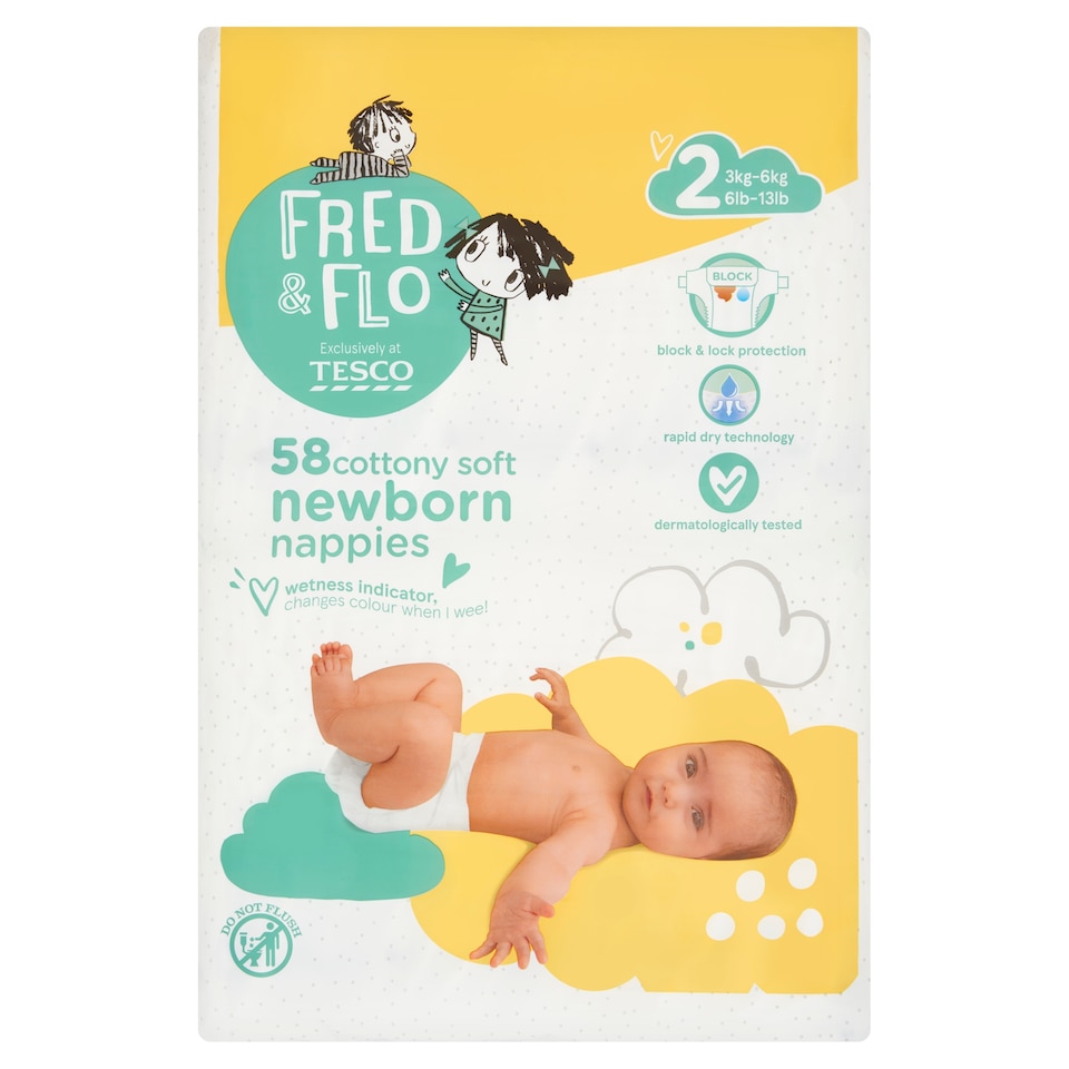 Fred & Flo Newborn Nappy Size 2 58 Pack
