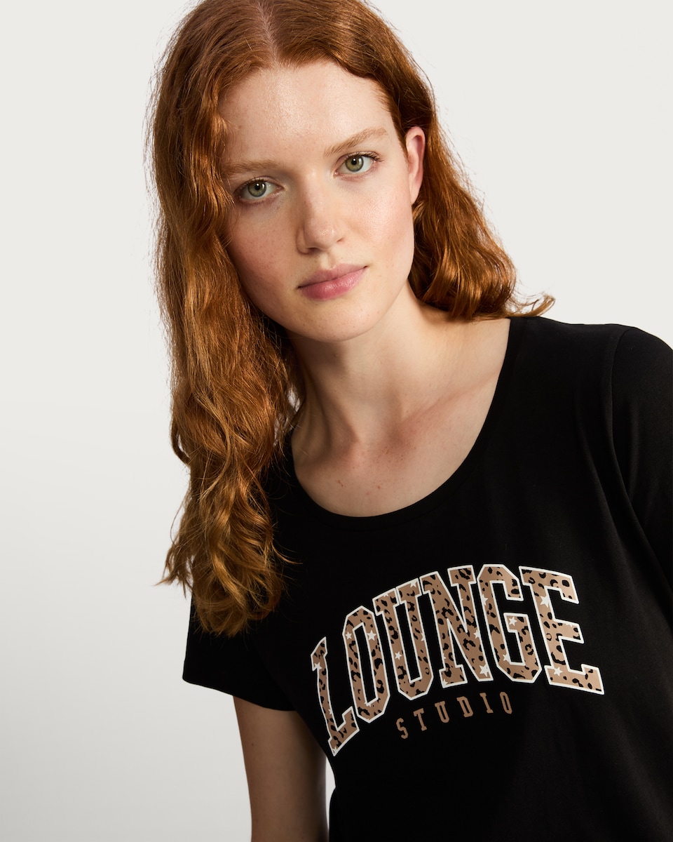 image 1 of F&F Pure Cotton Leopard Print Lounge Studio Pyjama Set in Multi Black