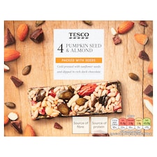 Tesco Pumpkin Seeds Almond & Dark Chocolate Bars 140G