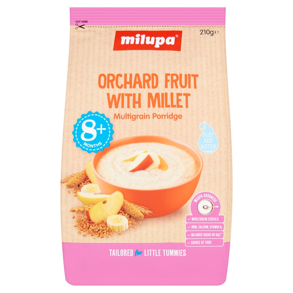Milupa Orchard Fruit Multigrain Porridge Baby Cereal 8+ Months 210g