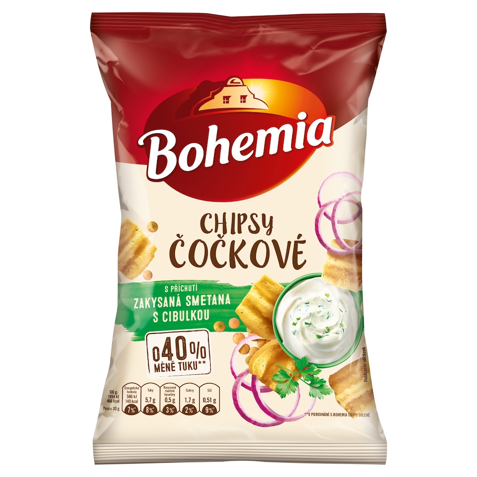 Bohemia Lentil Chips with Sour Cream and Onion Flavor 65g