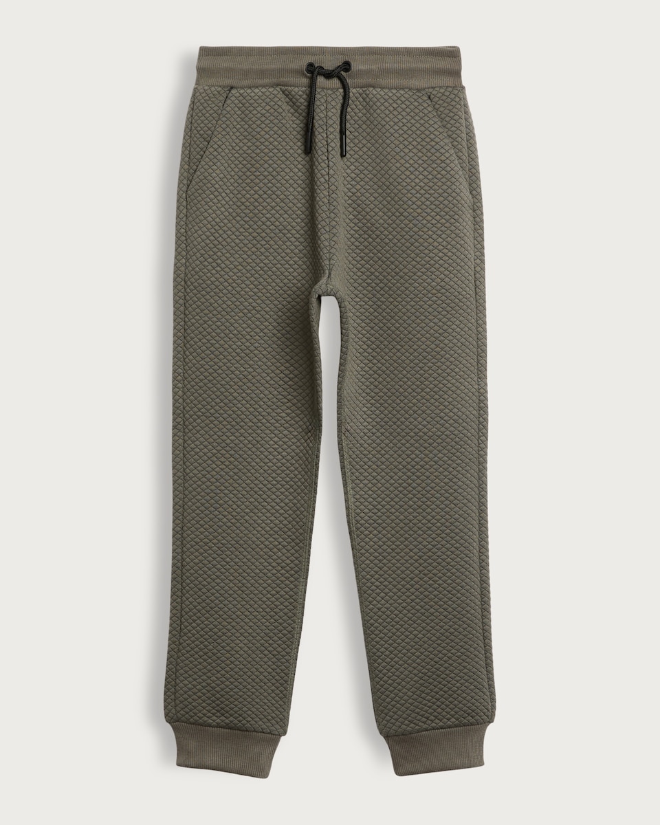 image 1 of F&F Boys Textured Drawstring Cuffed Joggers in Grey