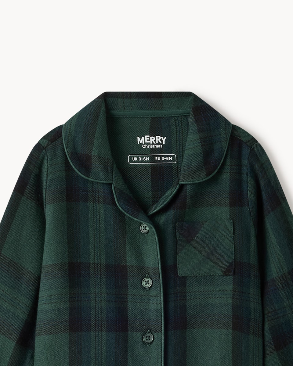 image 1 of Christmas Baby Cotton Rich Checked Revere Matching Family Pyjama Set in Green