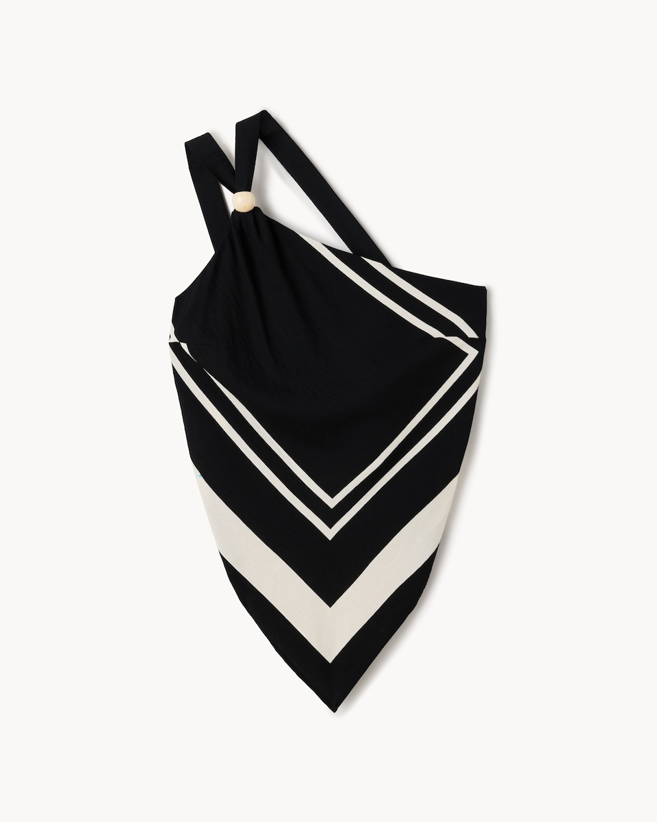 image 1 of F&F Geometric Print Halterneck Co-ord Top in Multi Black