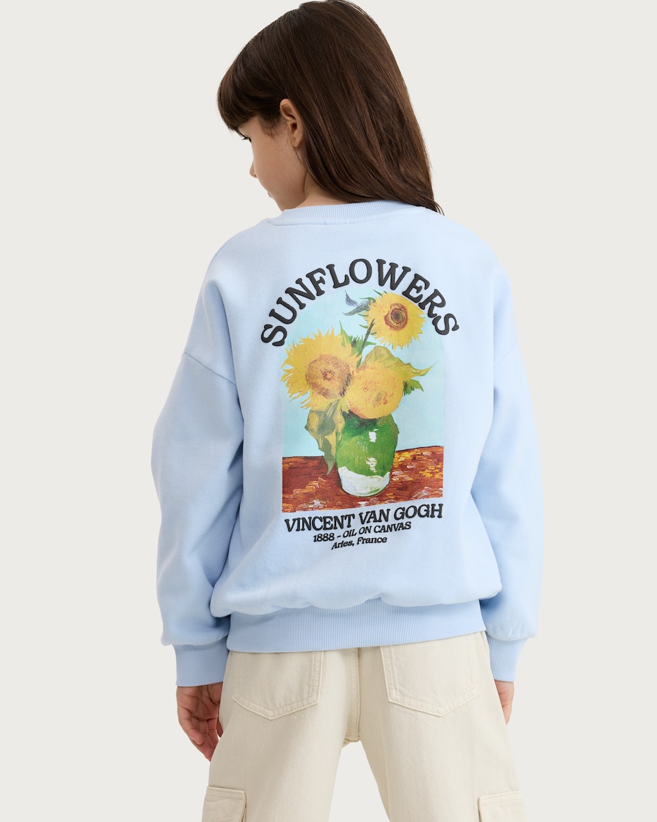 image 1 of Vincent Van Gogh Cotton Rich Sunflowers Sweatshirt in Blue