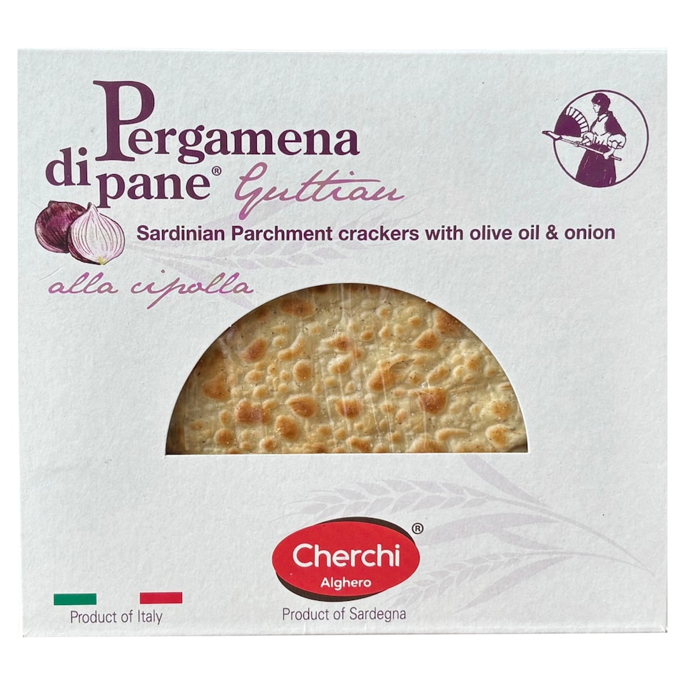 image 1 of Cherchi Alghero Pergamena di Pane Sardinian Parchment Crackers with Olive Oil and Onion 100 g