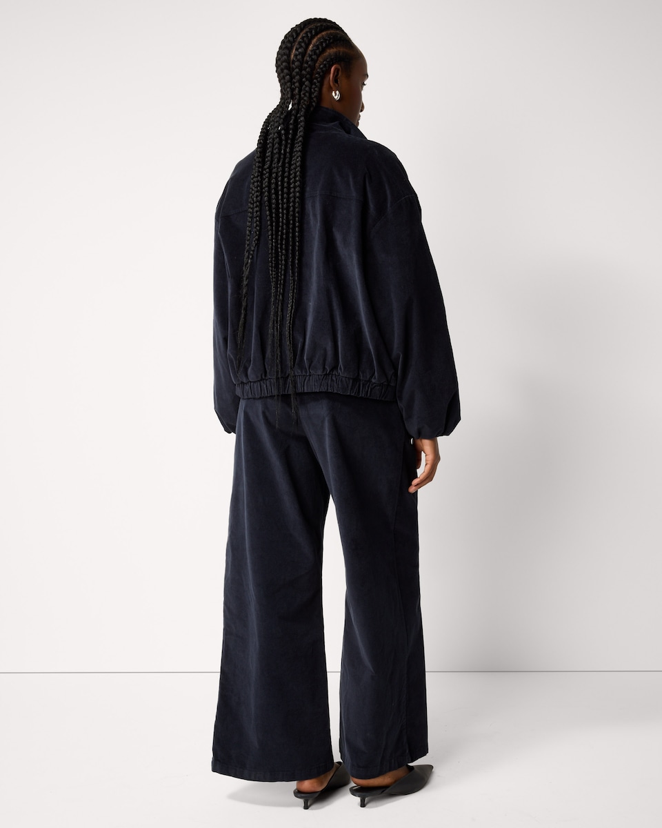 image 1 of F&F Pleated Corduroy Wide Leg Trousers in Navy