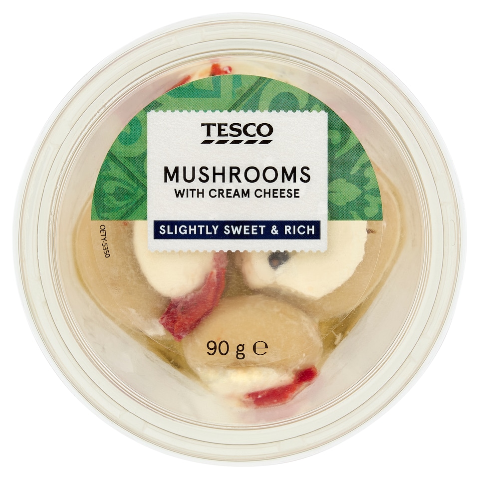 Tesco Marinované žampiony plněné čerstvým sýrem 90g