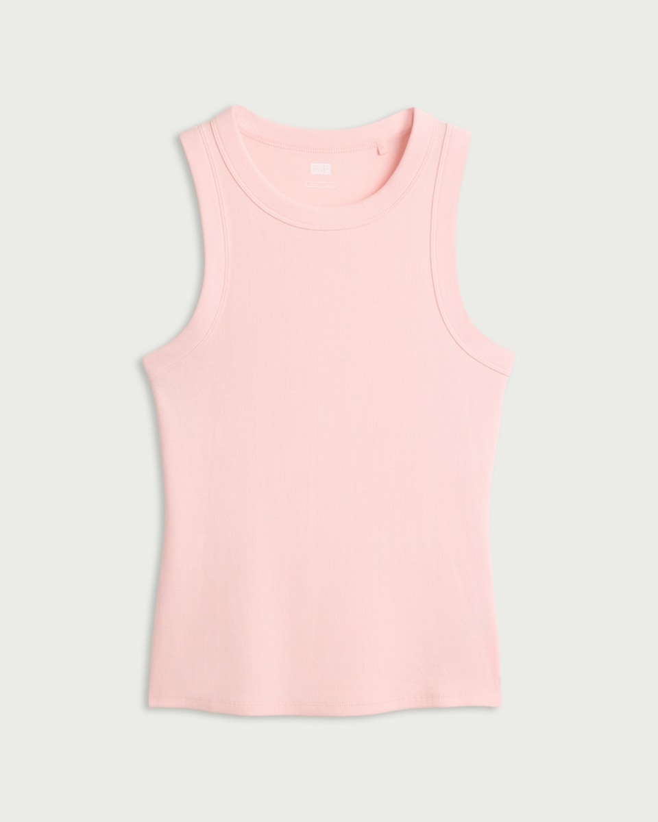 image 1 of F&F Cotton Rich Ribbed Vest in Pink