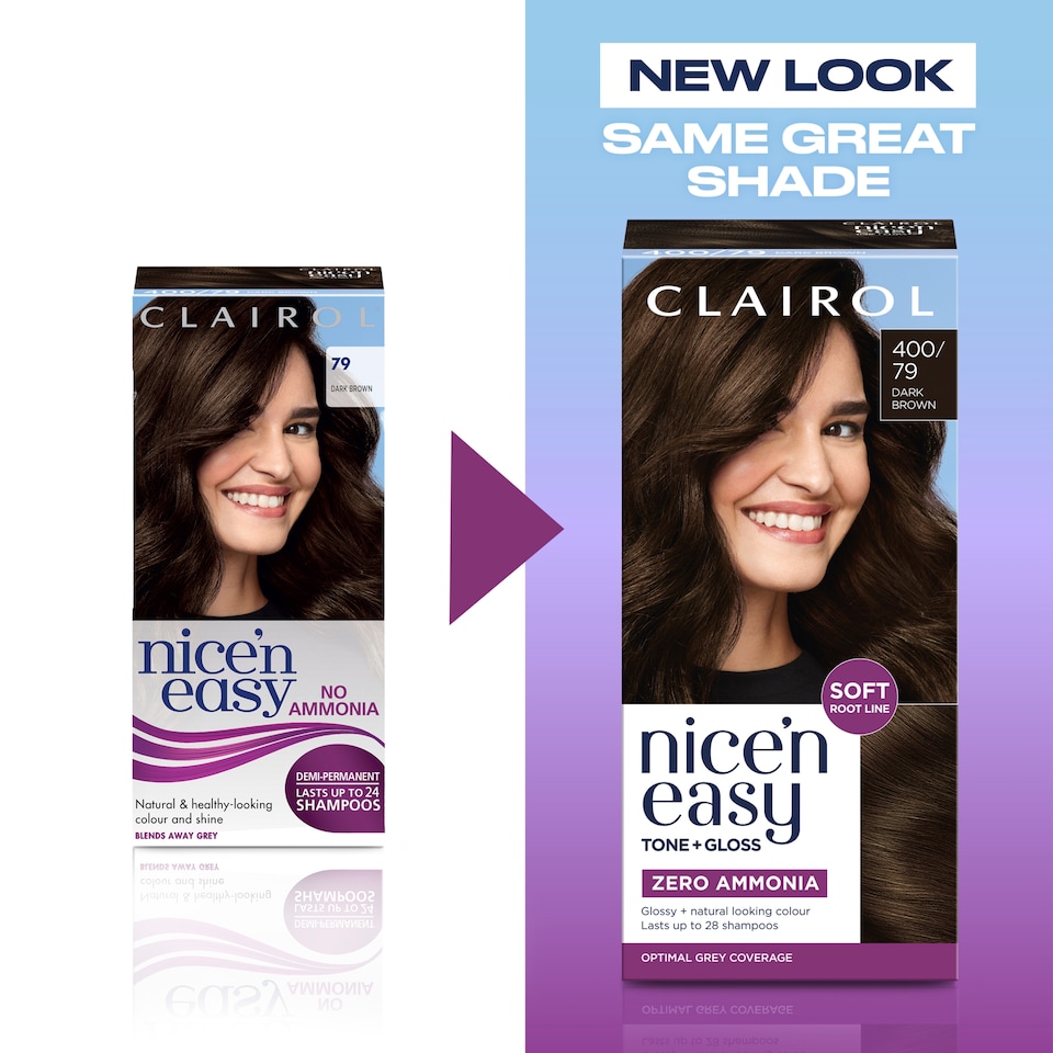 image 1 of CLAIROL NICE'N EASY TONE+GLOSS SEMI PERMANENT HAIR DYE - 400/79 DARK BROWN