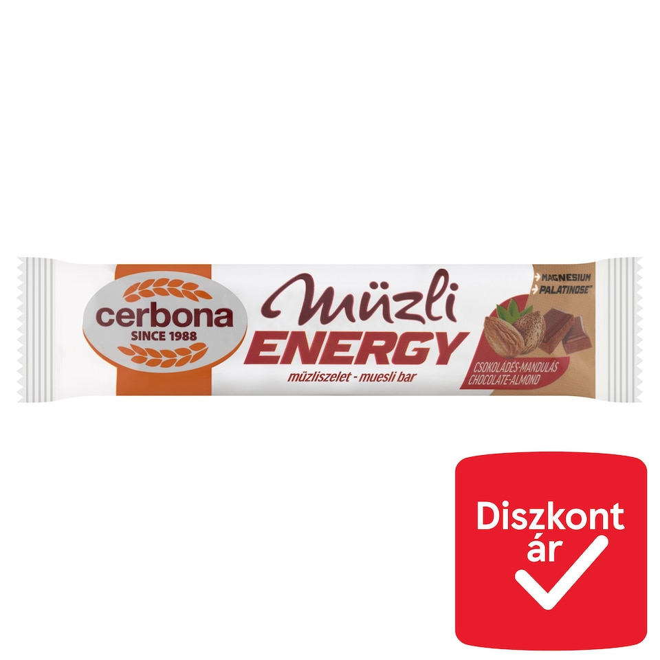 image 1 of Cerbona Energy Chocolate-Almond Muesli Bar with Magnesium 35 g