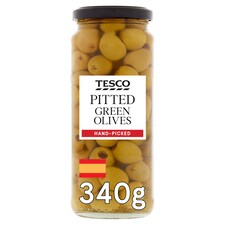 Tesco Pitted Green Olives In Brine 340G
