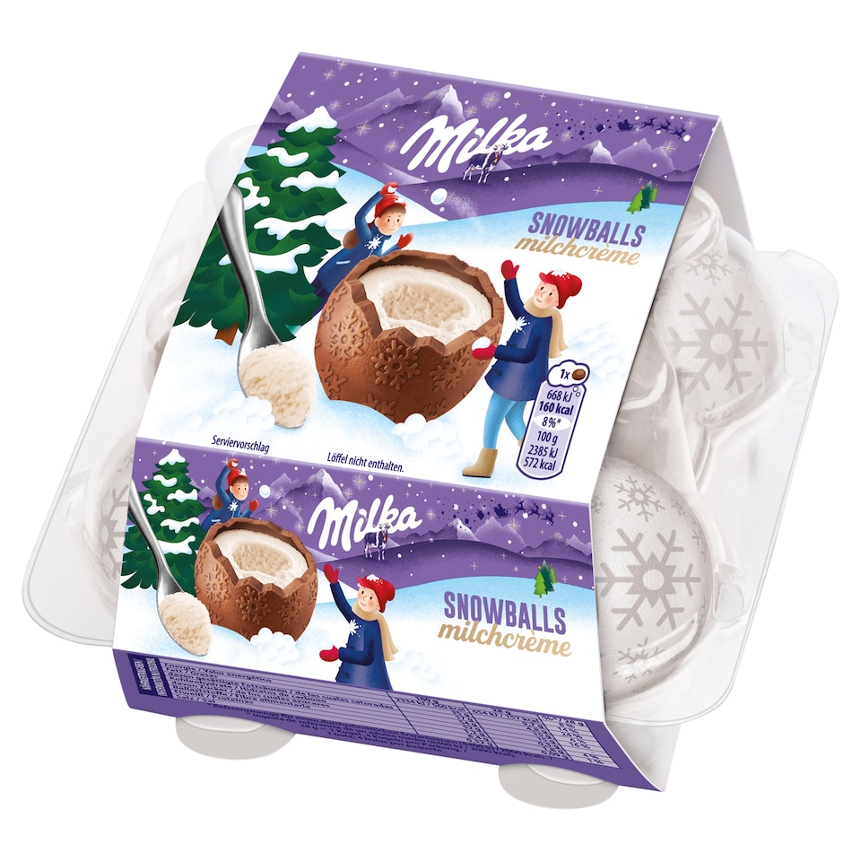 Milka Snowballs Milk, mliečna čokoláda a mliečna náplň 112 g