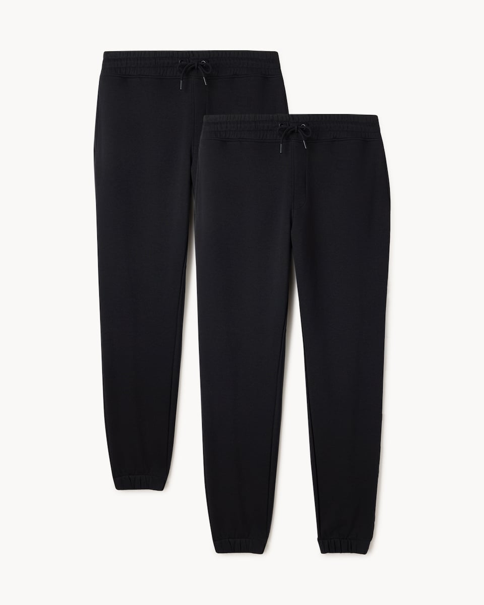 image 1 of F&F 2-Pack Cotton Rich Slim Fit Joggers in Black