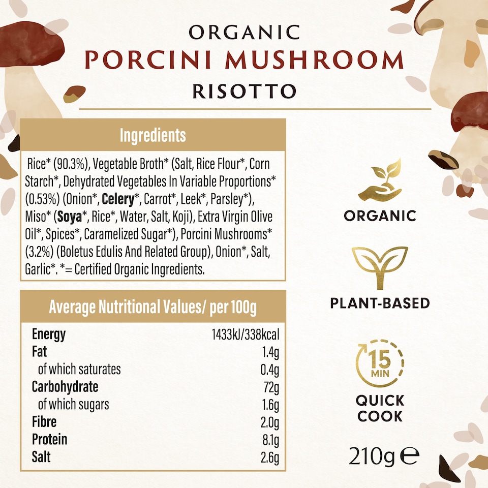 image 1 of Biona Organic Porcini Mushroom Risotto 210g