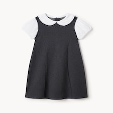 F&F School Girls Cotton Rich 2 in 1 Pinafore Dress in Grey