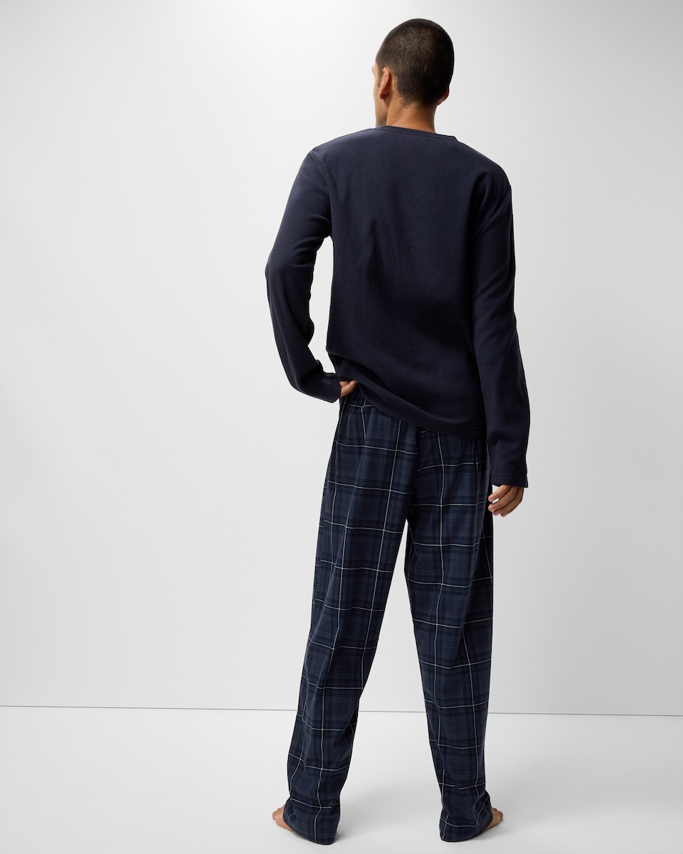 image 1 of F&F Fleece Checked Pyjama Set in Navy