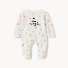 F&F Baby Pure Cotton I Am Magic Star Sleepsuit in White