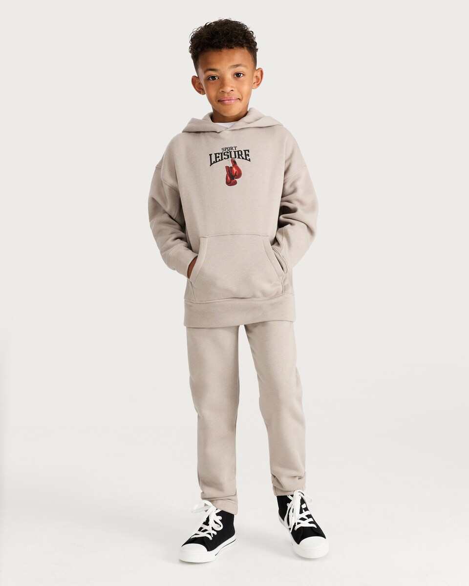 image 1 of F&F Boys 2-Piece Cotton Rich Sport Leisure Hoodie and Joggers Set in Grey