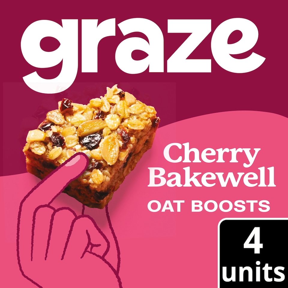 image 1 of Graze Cherry Bakewell Oat Boosts Flapjack Snack 4x30G