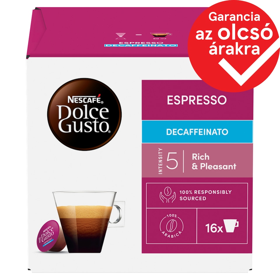 NESCAFÉ Dolce Gusto Espresso koffeinmentes őrölt pörkölt kávé 16 x 5,5 g (88 g)