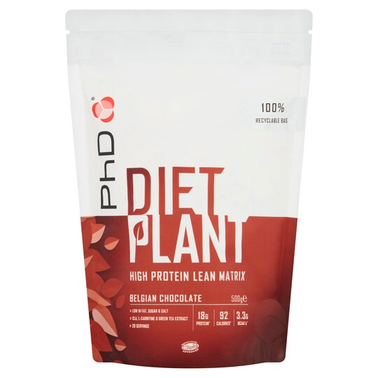 Phd Diet Plant High Protein Shake Belgian Chocolate 500G Tesco Groceries