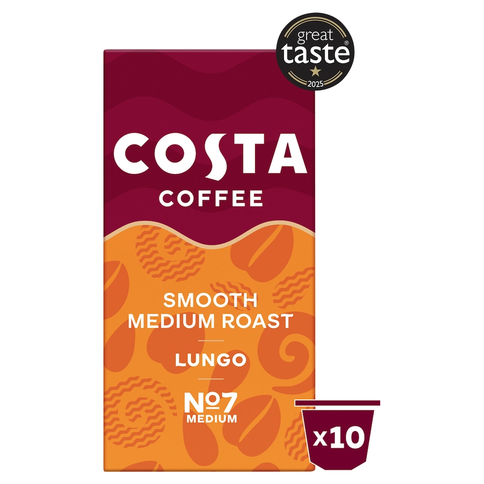 Costa Coffee Smooth Medium Roast Lungo Coffee Capsules 10 Pack 52g