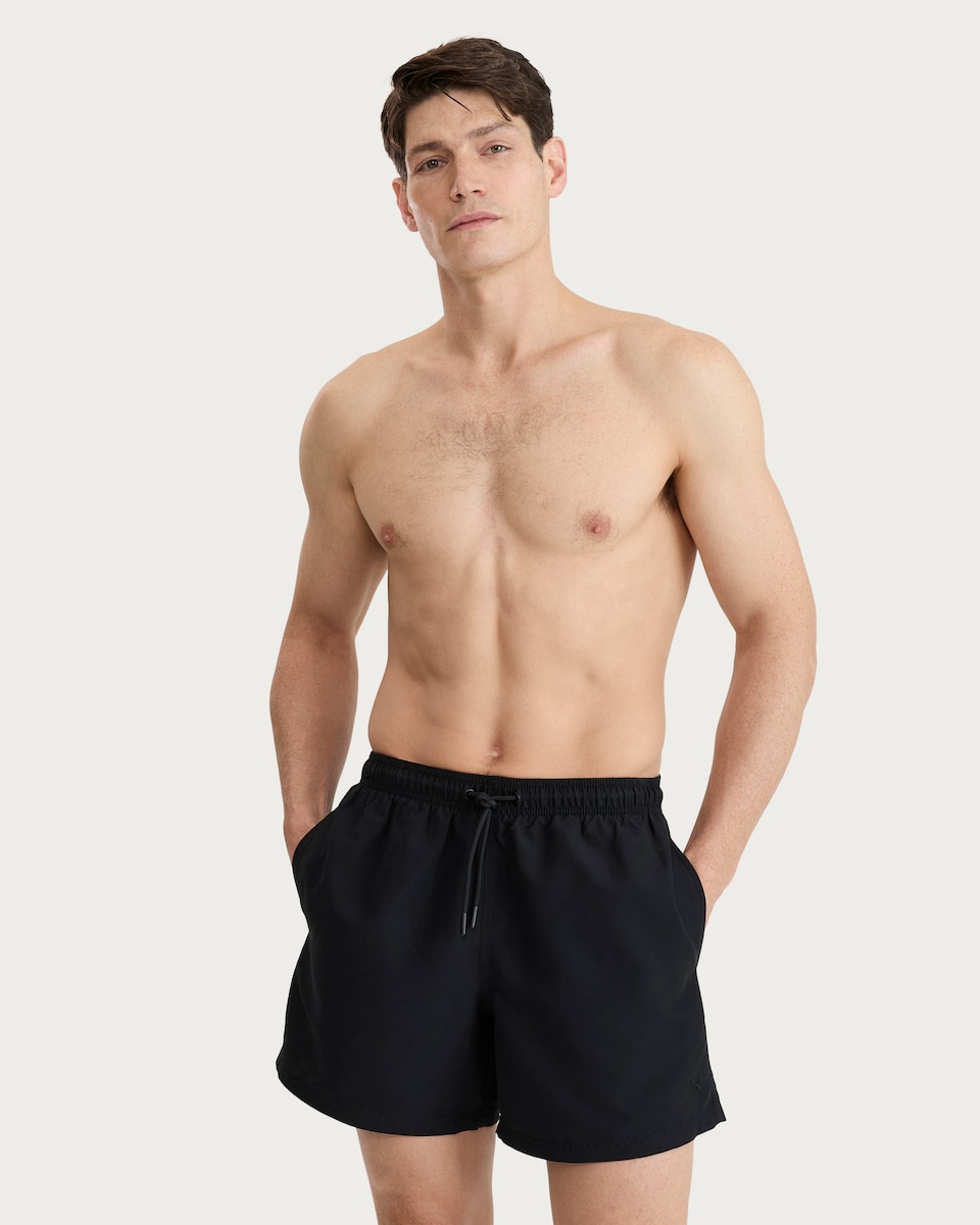 image 1 of F&F Drawstring Lined Swim Shorts in Black
