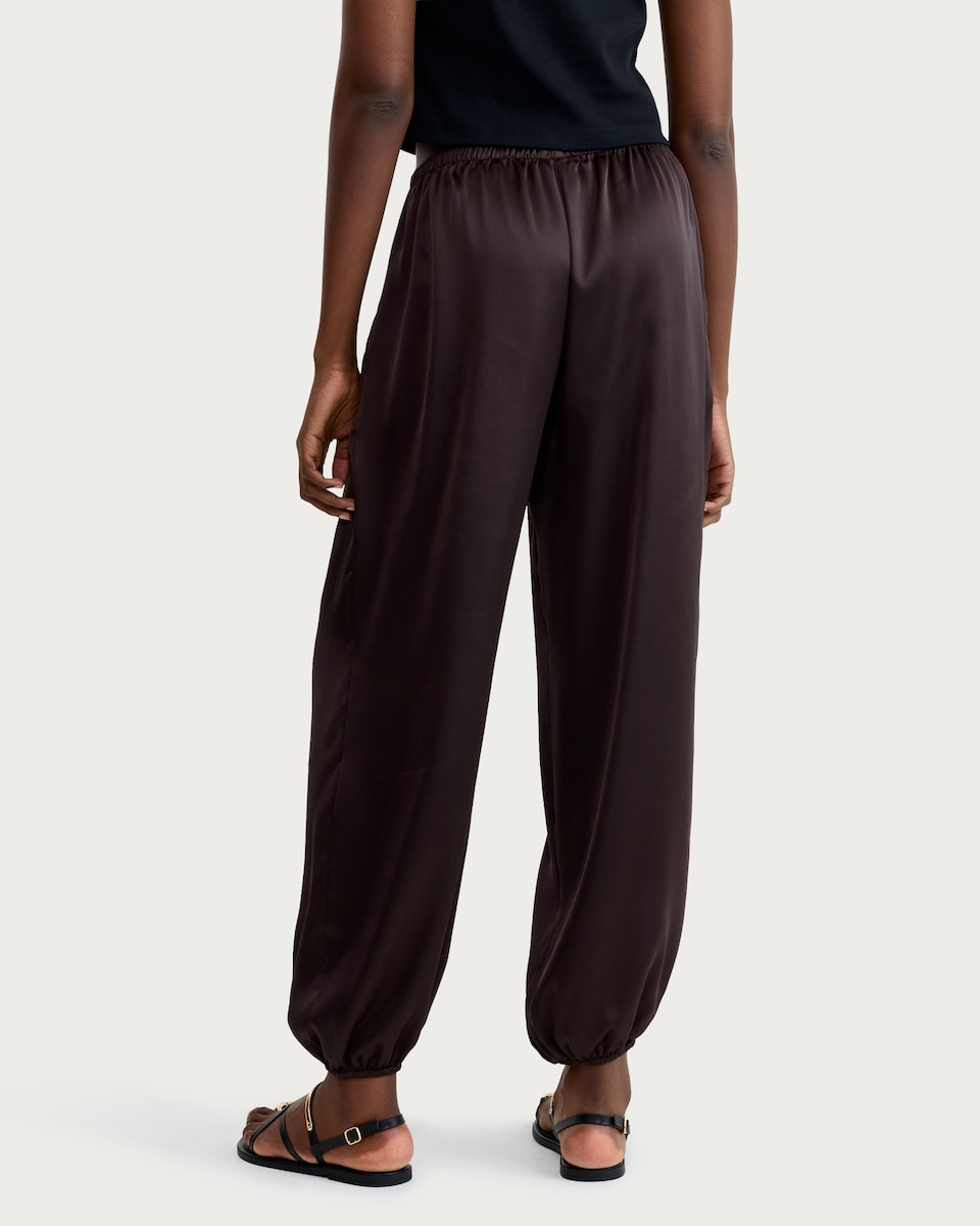 image 1 of F&F Satin Wide Leg Cuffed Trousers in Chocolate