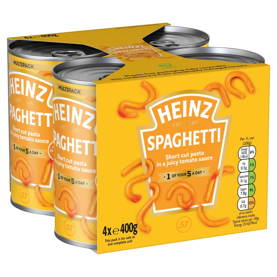 image 1 of Heinz Spaghetti In Tomato Sauce 4 X 400G
