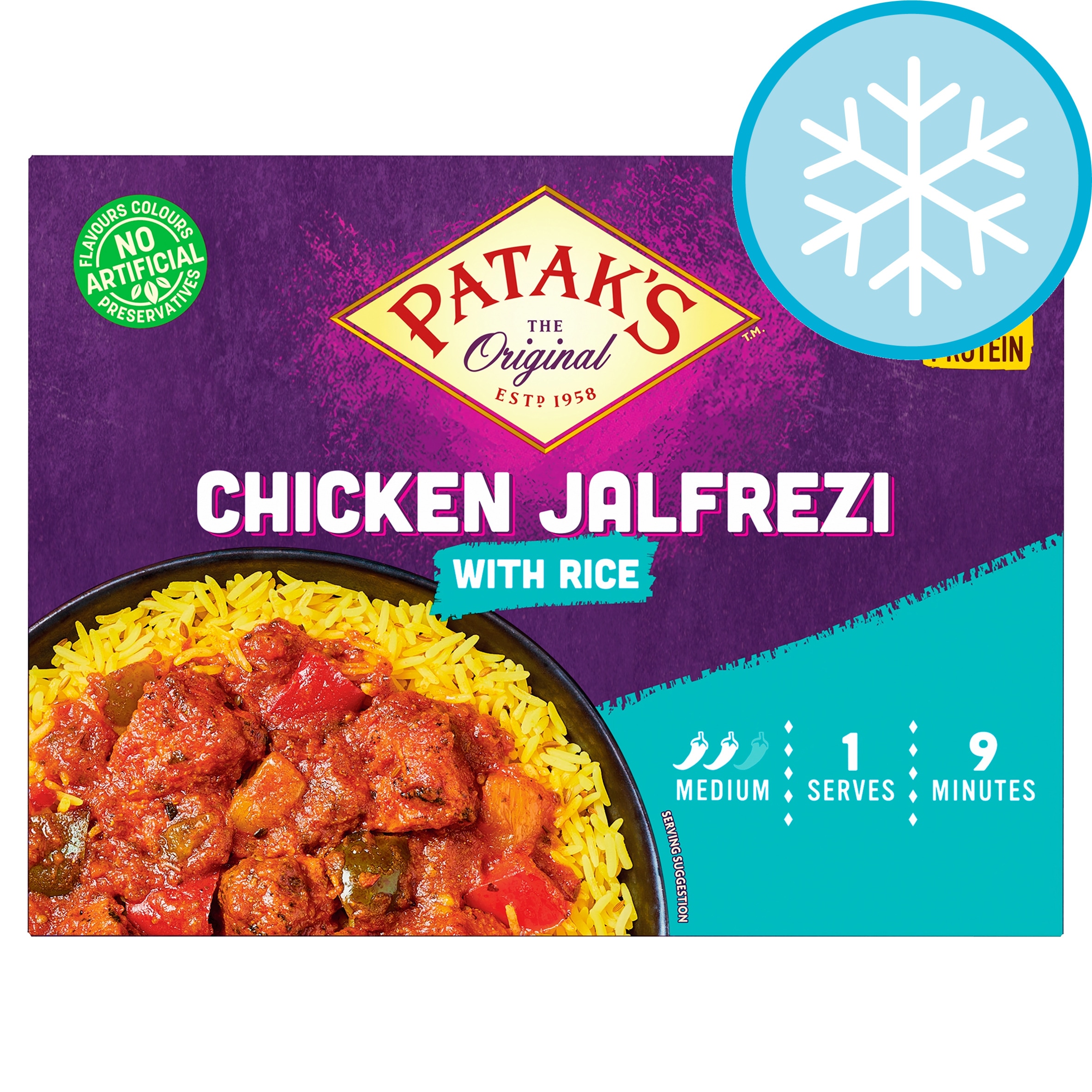 Patak’s Indian Chicken Jalfrezi Curry with Cumin Rice Ready Meal 400g