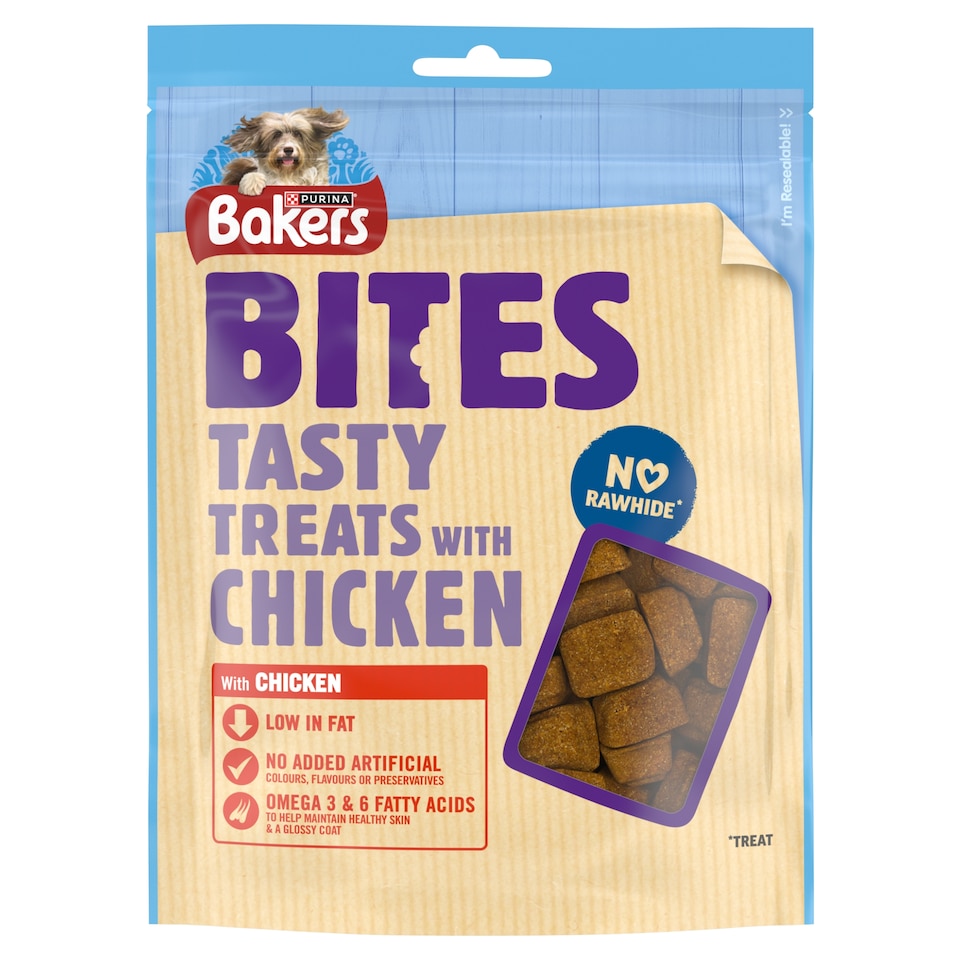 image 1 of Bakers Bites Tasty Dog Treats With Chicken 130g
