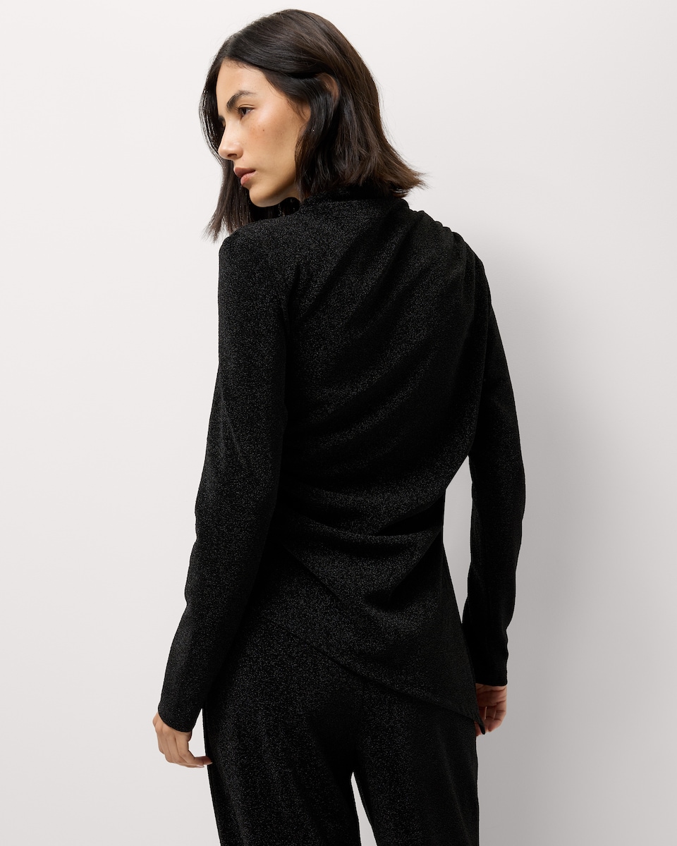 image 1 of F&F Sparkle Turtle Neck Co-ord Top in Black