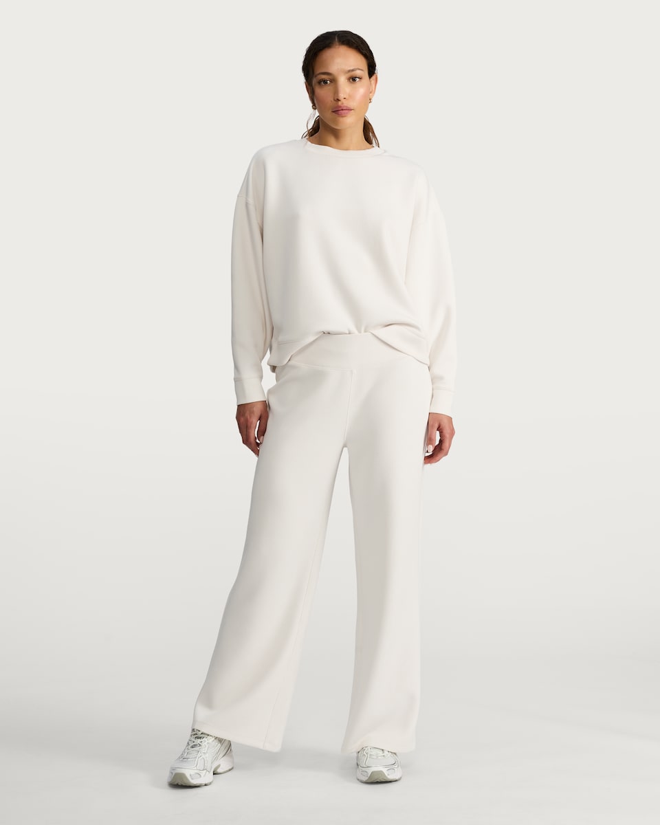 image 1 of F&F Active Ribbed Sports Sweatshirt in Cream