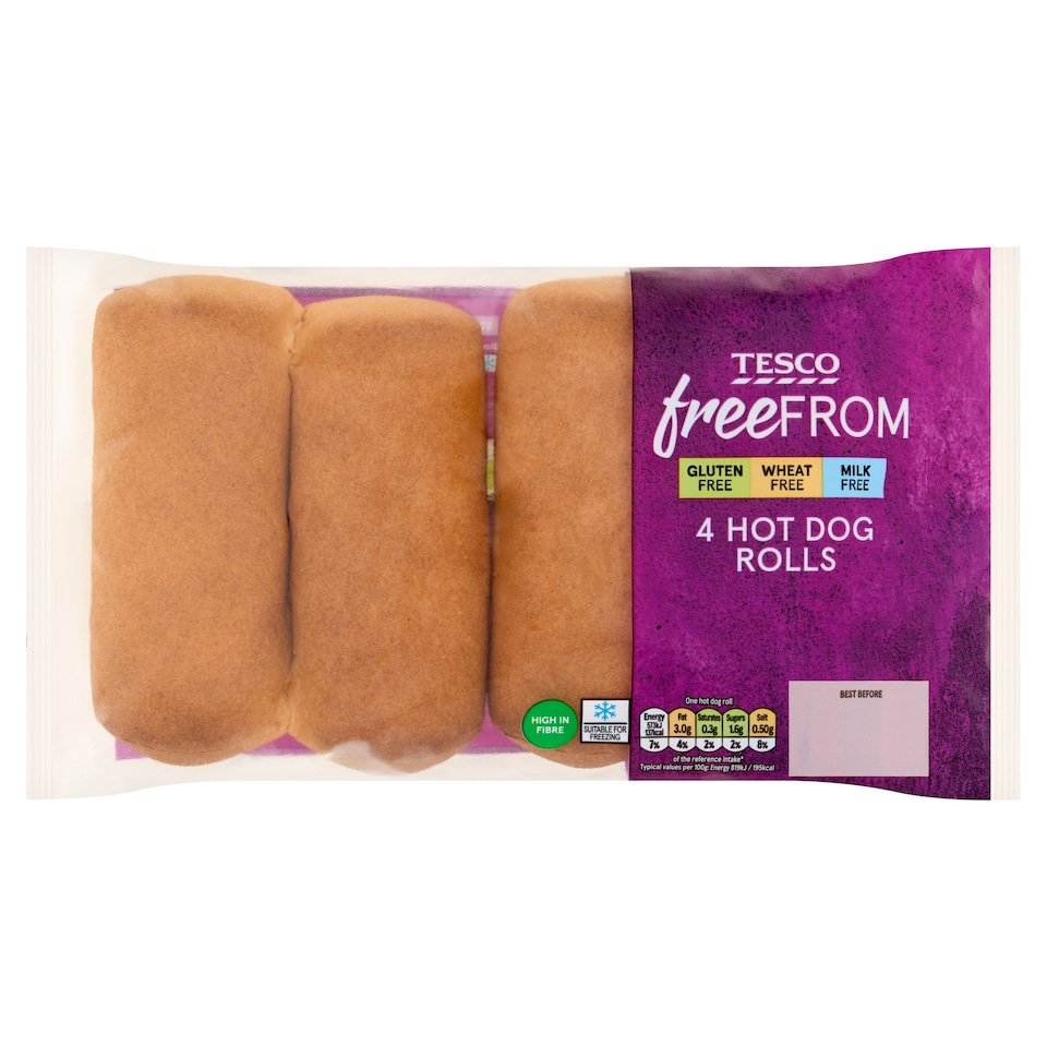 Tesco Free From Hot Dog Rolls 4 pack