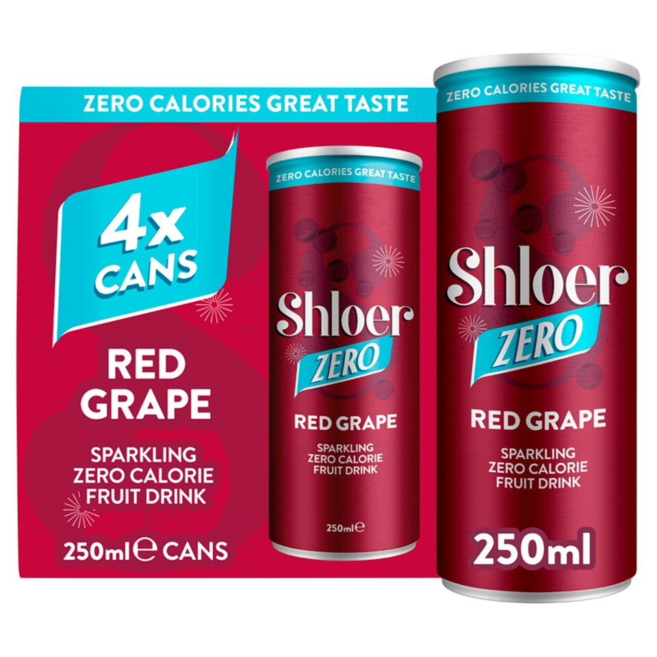 Shloer Zero Calorie Sparkling Red Grape Juice Drink 4 x 250ml Tesco