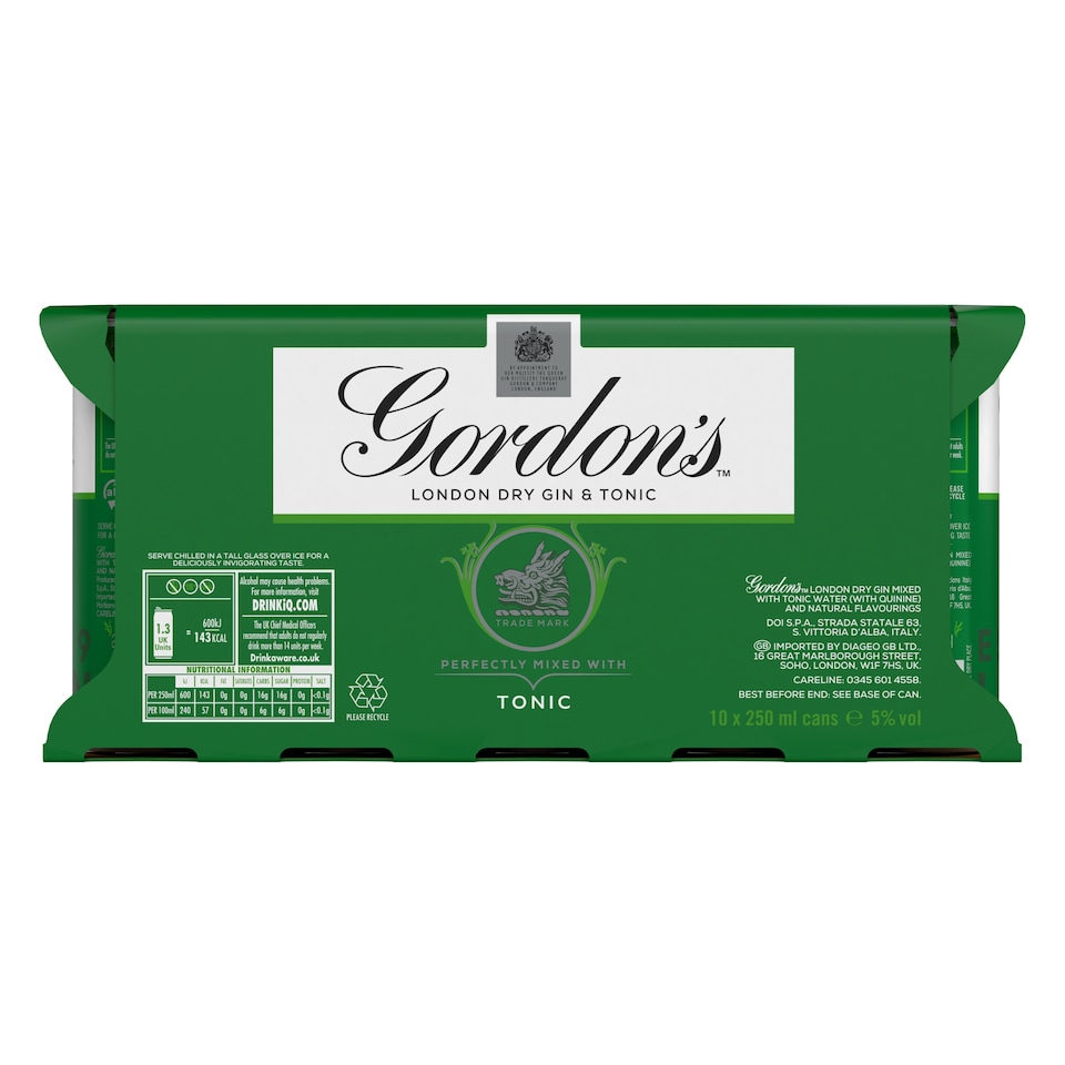 image 1 of Gordon's Gin & Tonic Can 5% Vol 10X250ml