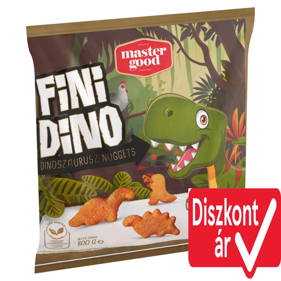 Master Good Fini Dino Dinoszaurusz Nuggets gyorsfagyasztott panírozott csirke mellhús 800 g