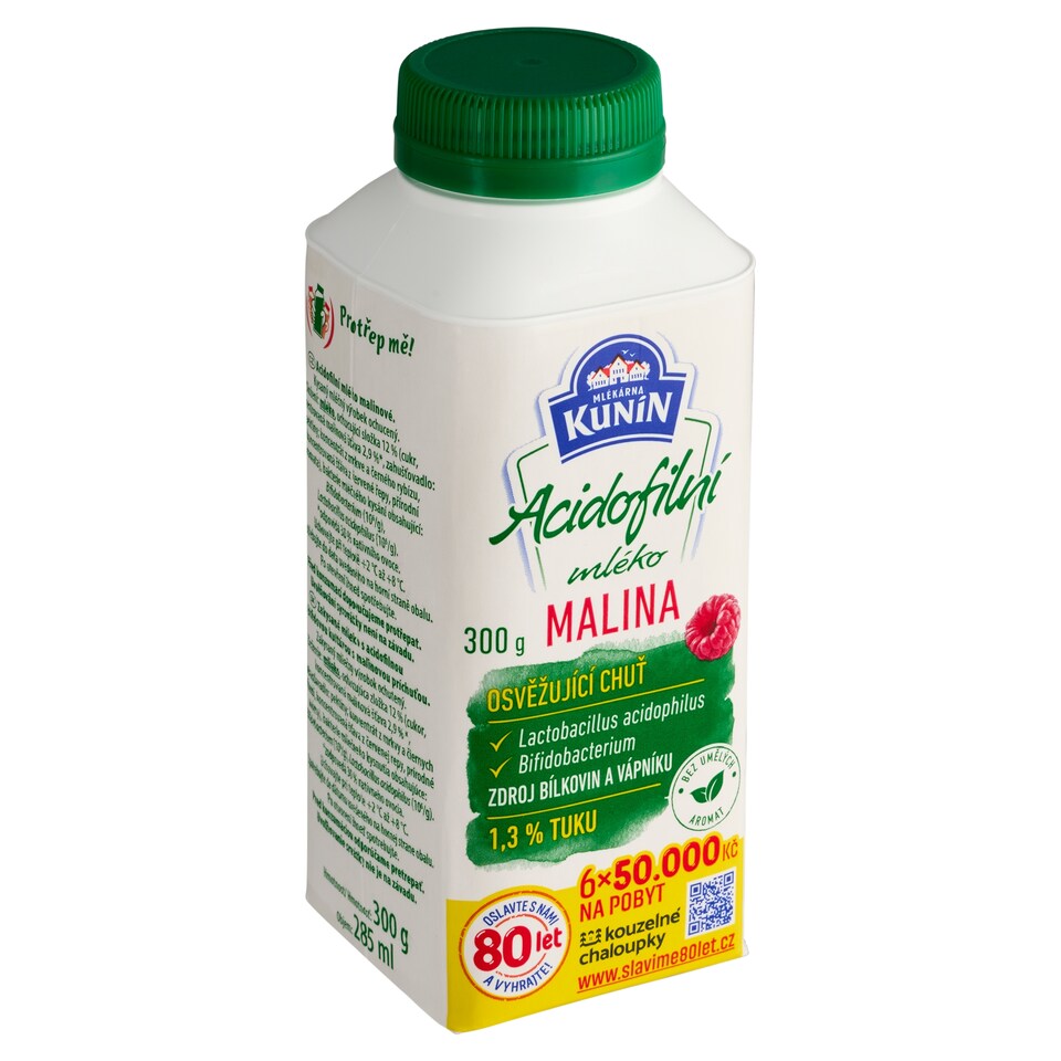 Obrázek 1 pro produkt Mlékárna Kunín Acidofilní mléko malina 300g