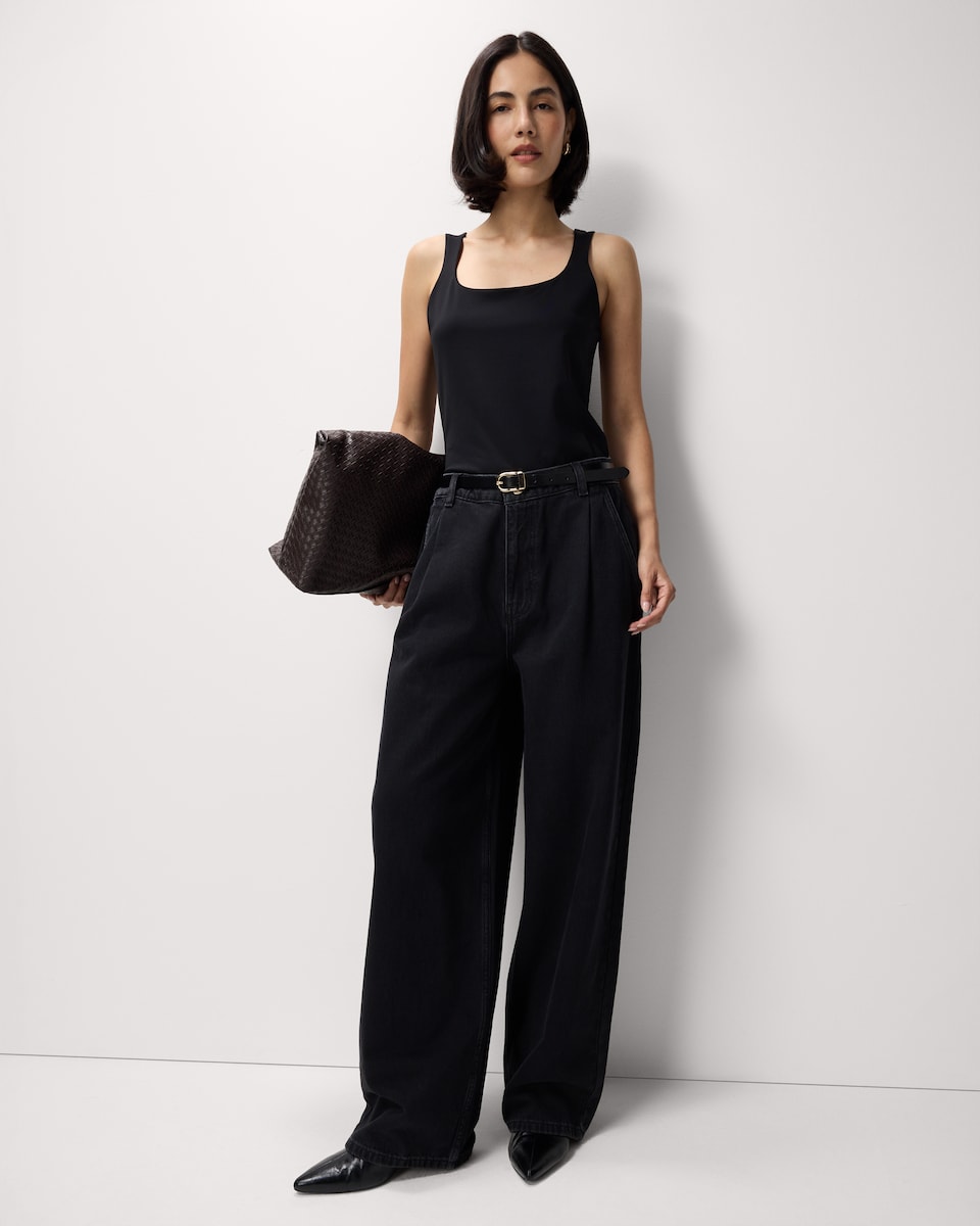 image 1 of F&F Polyamide Square Neck Vest in Black