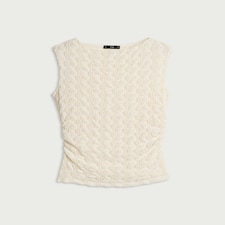 F&F Textured Lace Co-ord Top in Cream