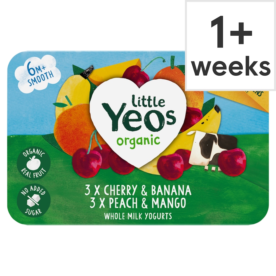 Little Yeos Organic Yogurt - Cherry & Banana, Peach & Mango 6x42g