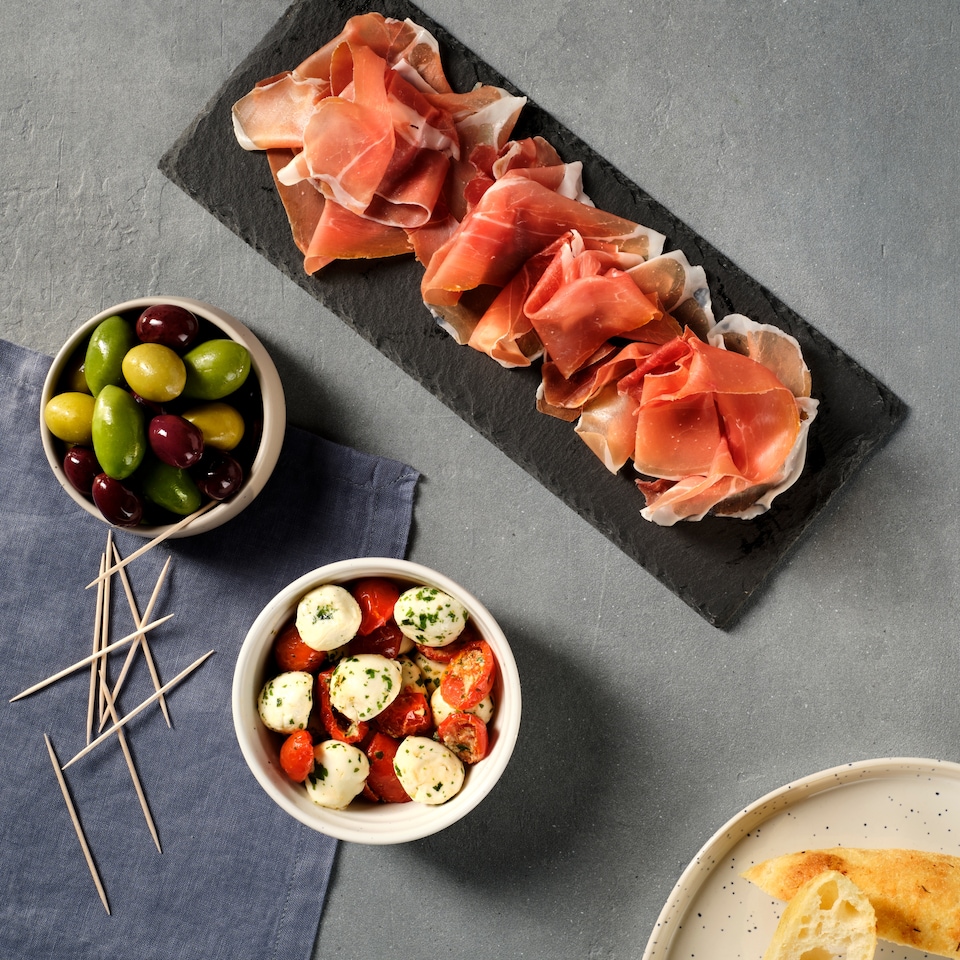 image 1 of Tesco Finest Mediterranean Olive Trio 150g