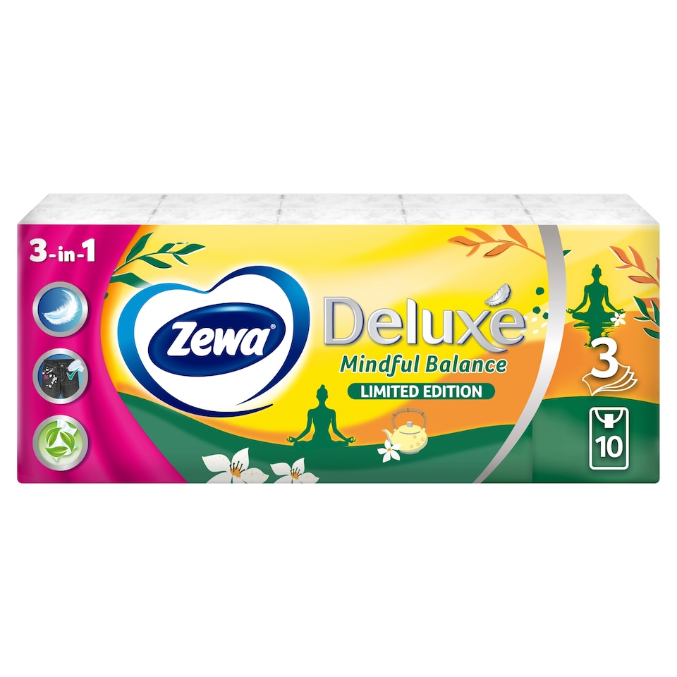 Zewa Deluxe Limited Edition illatmentes papír zsebkendő 3 rétegű 10 x 10 db  1. kép