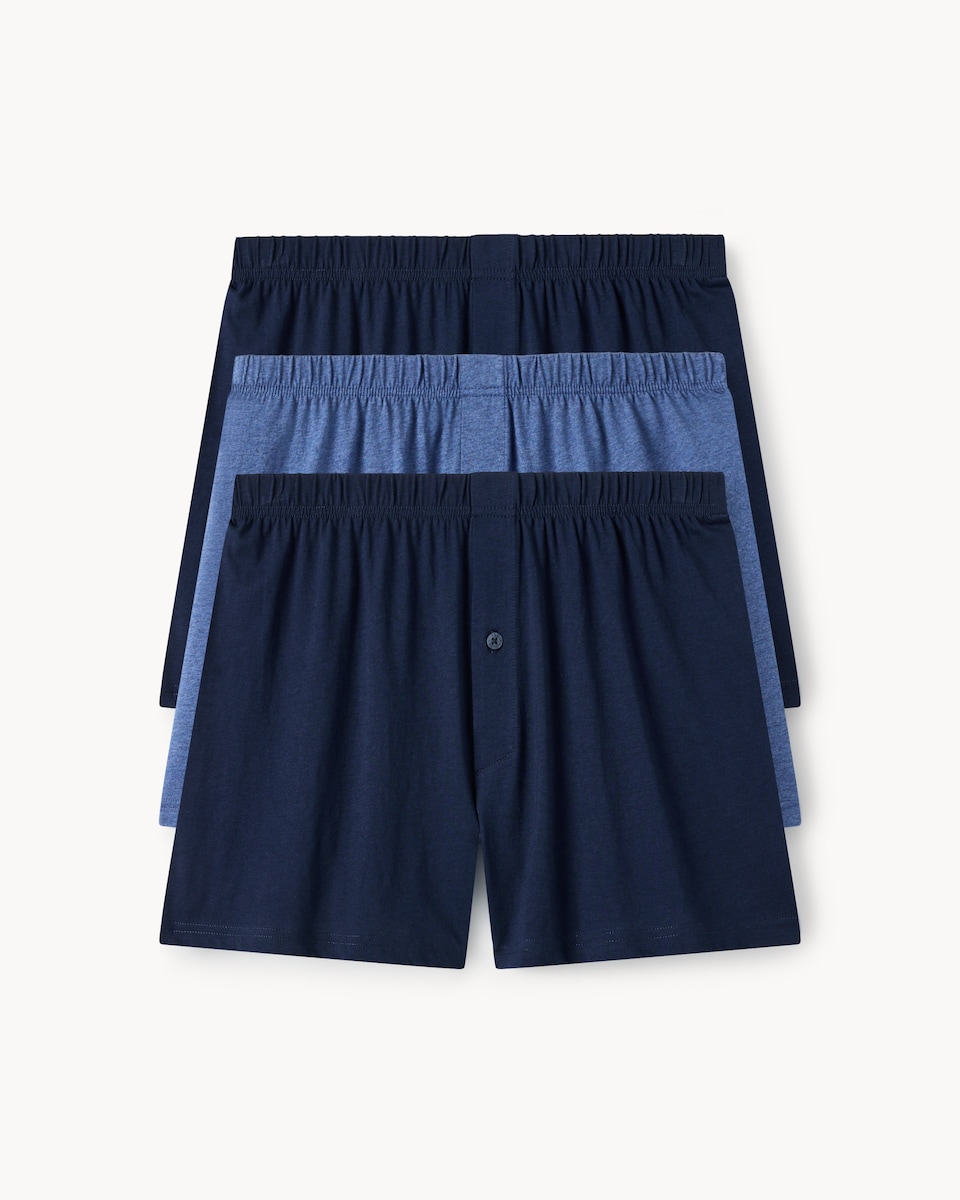 image 1 of F&F 3-Pack Pure Cotton Jersey Boxers in Navy